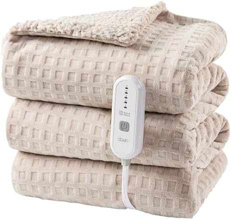 Dowin Heated Blanket Electric Blanket - Throw Size Waffle Fleece Heating Warming Blankets with Au... | Amazon (US)