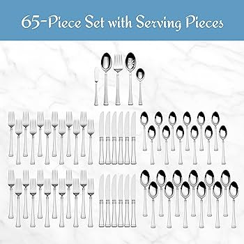 Mikasa, Harmony Flatware Service for 12, 65 Piece Set, 18/10 Stainless Steel, Silverware Set with... | Amazon (US)