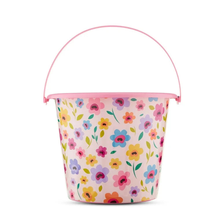 Easter Pink and White Flowers Plastic Pail, 14.17 in x 11.26 in, by Way To Celebrate | Walmart (US)