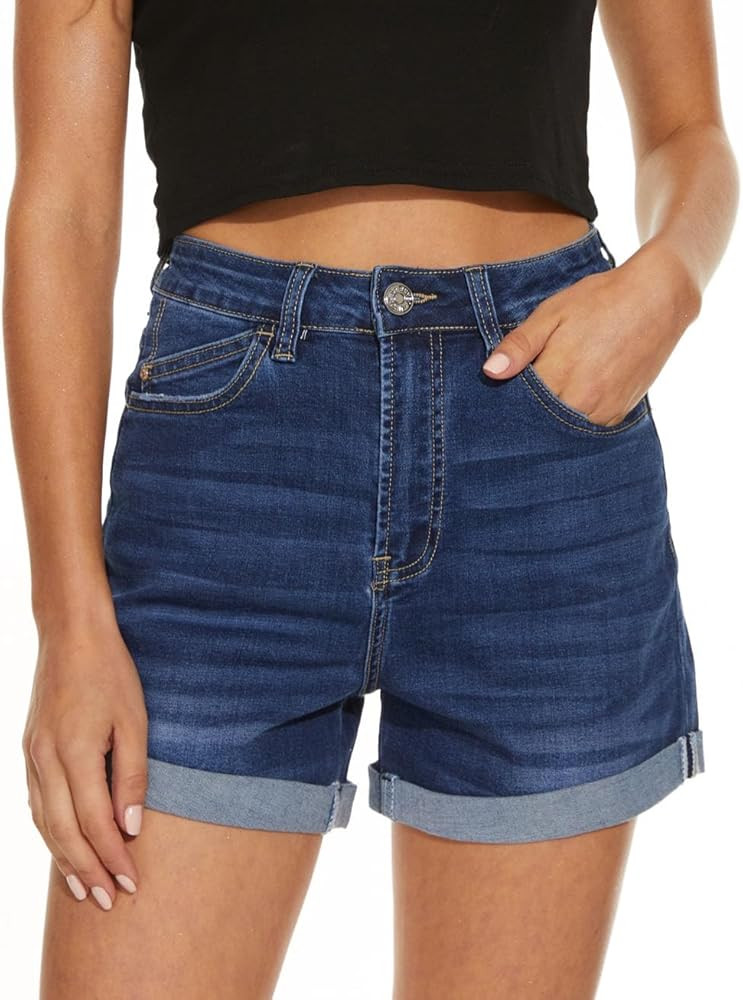 VIPONES Women Denim Shorts High Waisted Trendy Stretch Frayed Summer Casual Jean Shorts | Amazon (US)