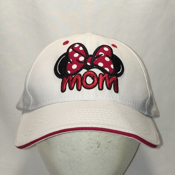 Vintage Disney Hat Minnie Mouse Ears Mom Baseball Cap White Red Black Womens Hats Theme Parks Lad... | Etsy (US)