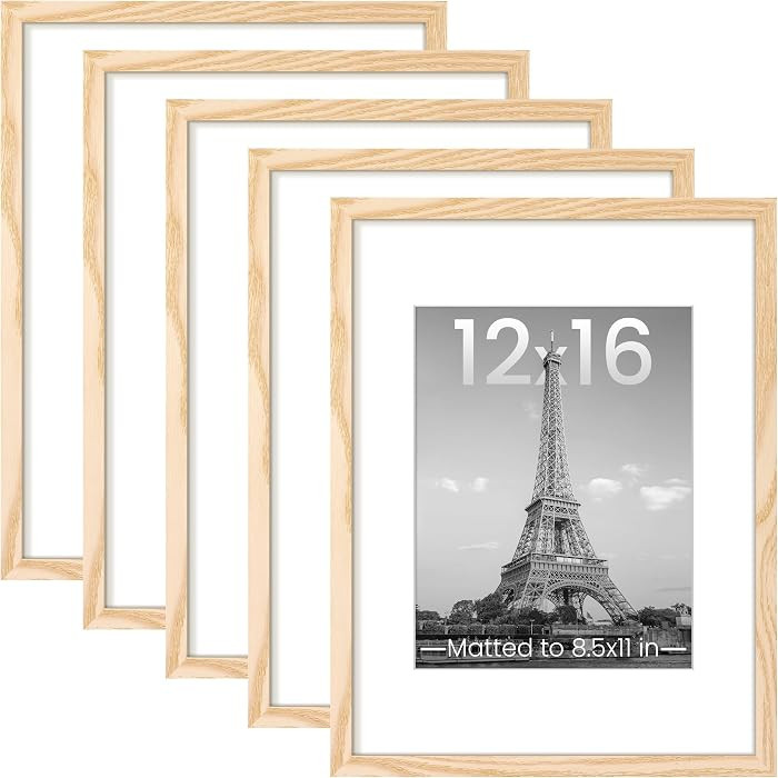 upsimples 12x16 Picture Frame, Gallery Wall Frames Set of 5, Natural | Amazon (US)