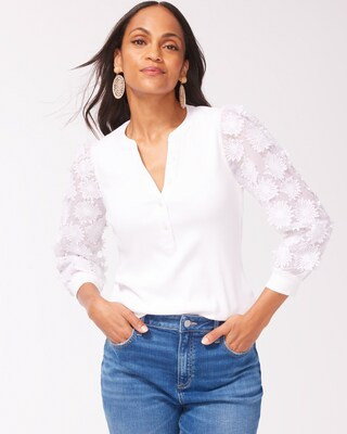 3D Floral Applique Sleeve Top | Chico's