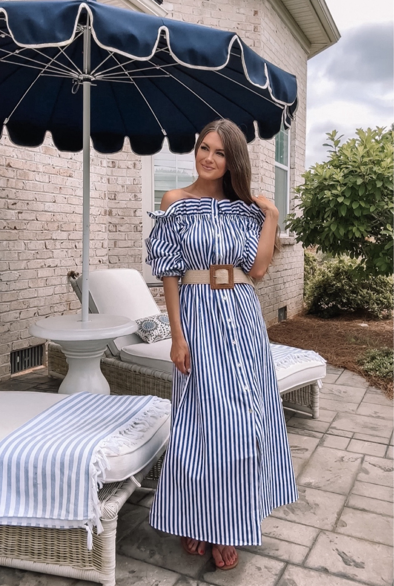 blue and white striped dress outfit ideas Tiger Mist Green Theo Maxi Dress – Continuiti