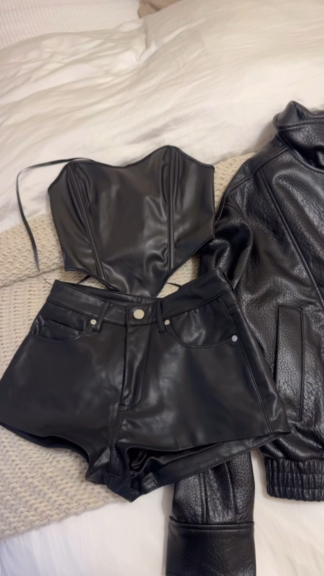 All black faux leather outfit for fisher tonight!! 

Bustier - tts, xs
Jacket - tts, xs
MicroShorts - very short! TTS, 25
Boots - sized up half size 
Concert outfit, show outfit, girls night out

#LTKPetite #LTKootd #LTKFindsUnder100