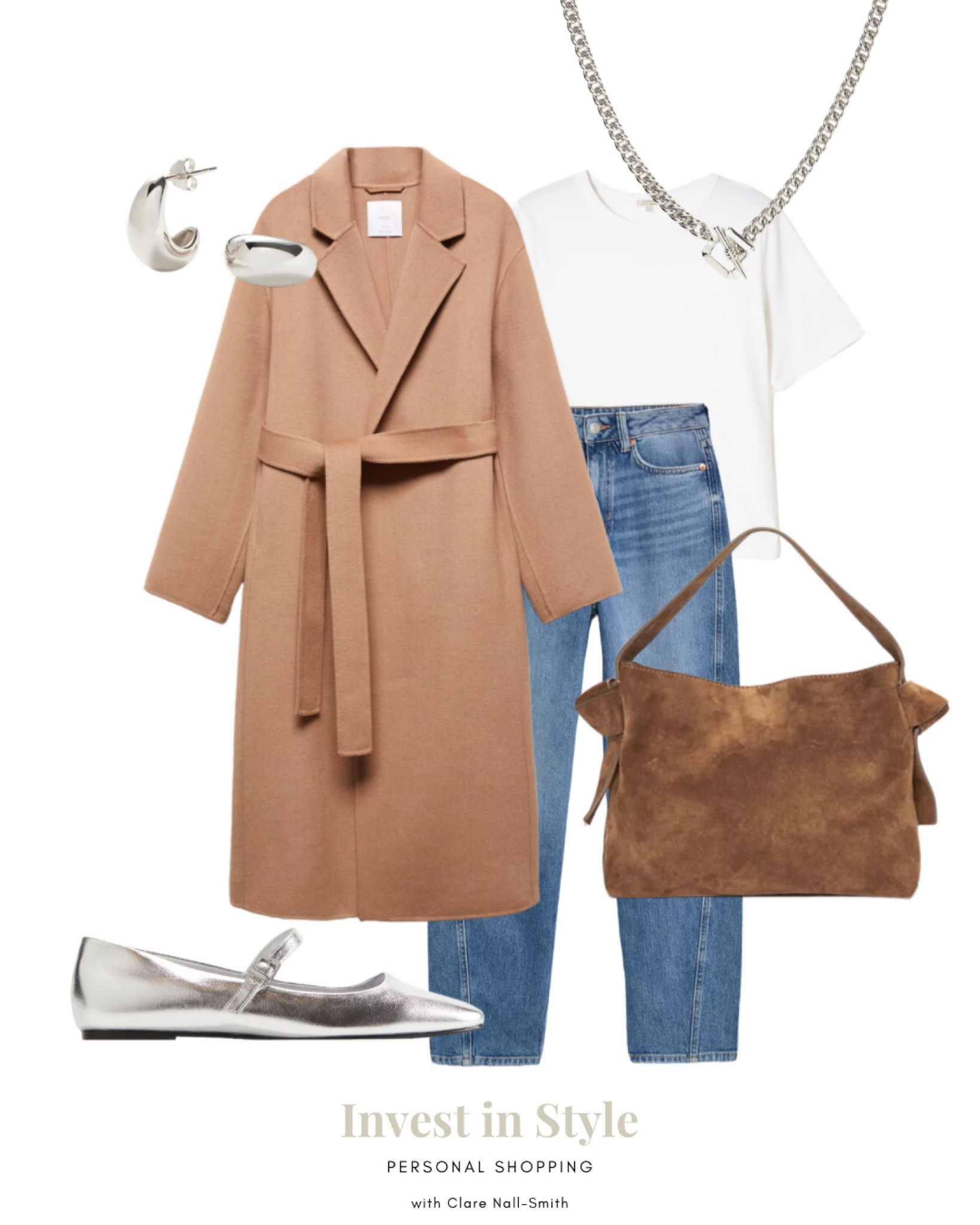 Camel coat styling 
Great quality white T 
Suede tote in the sale 
Elevated casual outfit 

#LTKstyletip #LTKsale #LTKuk