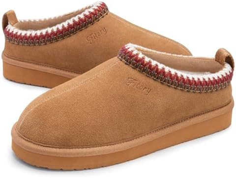 FITORY Women's Suede Slipper | Flat Short Mini Boots with Fur Fleece | Winter Casual Comfort Shoe... | Amazon (US)