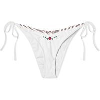 Frankies Bikinis Women's Connor Floral Embroidered Tie Bikini Bottom in White, Size Large | END. Clo | End Clothing (US & RoW)