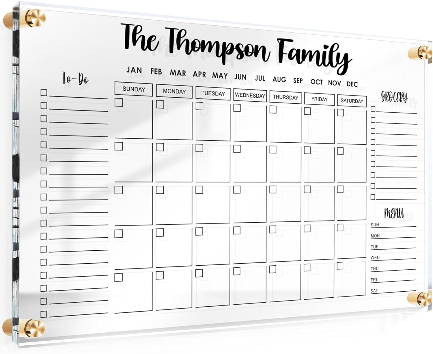 Personalized Custom Ultra Clear Acrylic Calendar for Wall Monthly Family Dry Erase Large Monthly ... | Amazon (US)