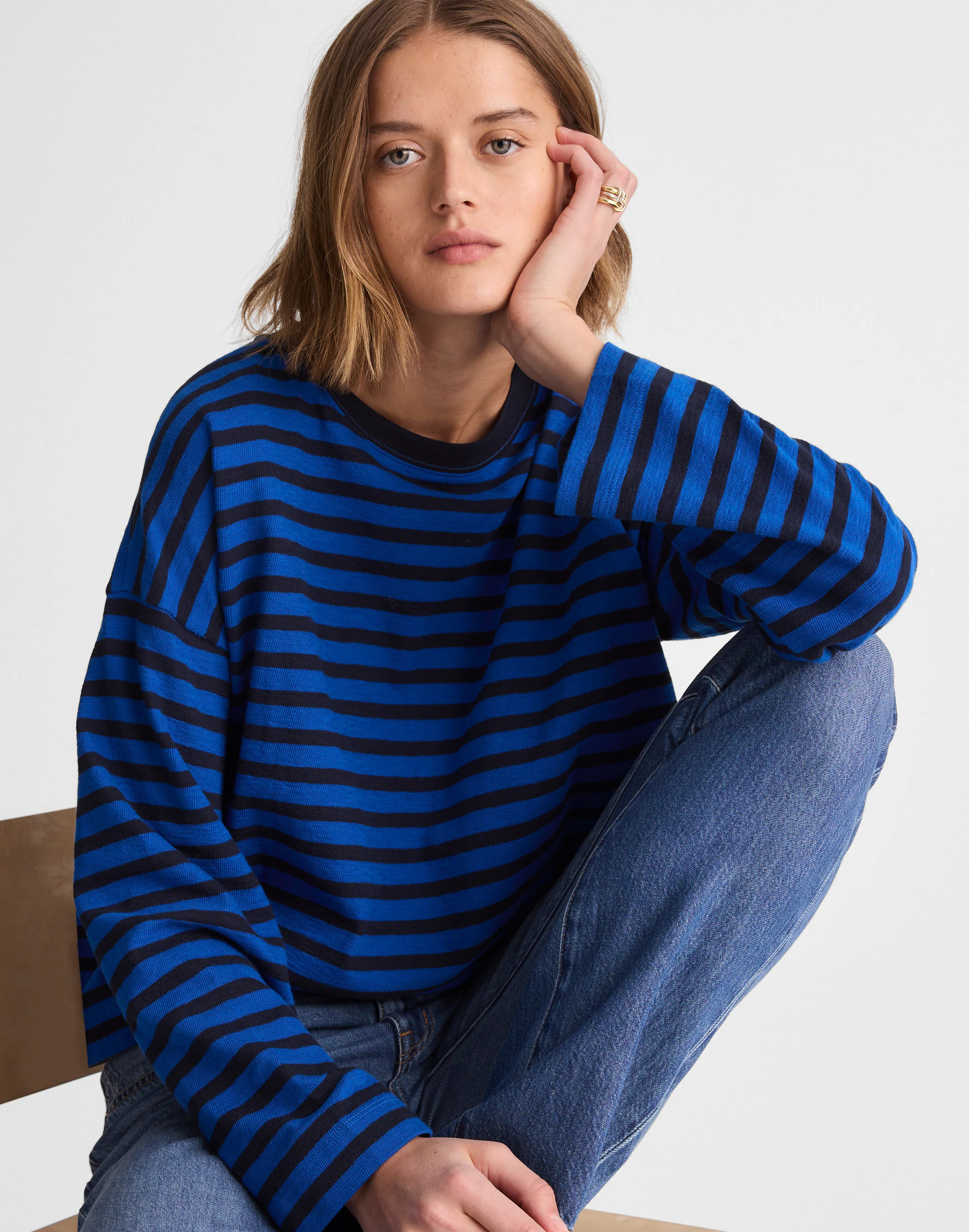 Easy Crewneck Long-Sleeve Tee in Stripe | Madewell