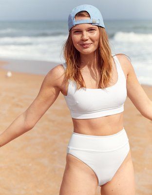 Aerie Ribbed High Cut Cheeky Bikini Bottom | American Eagle Outfitters (US & CA)