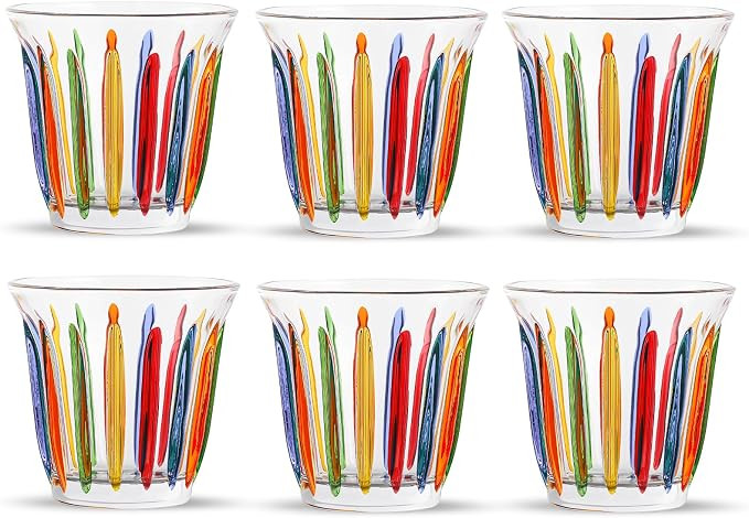 MHW-3BOMBER Coffee Glasses of 6 Drinking Glasses 8.1OZ Colored Painted Latte Glasses for Espresso... | Amazon (US)