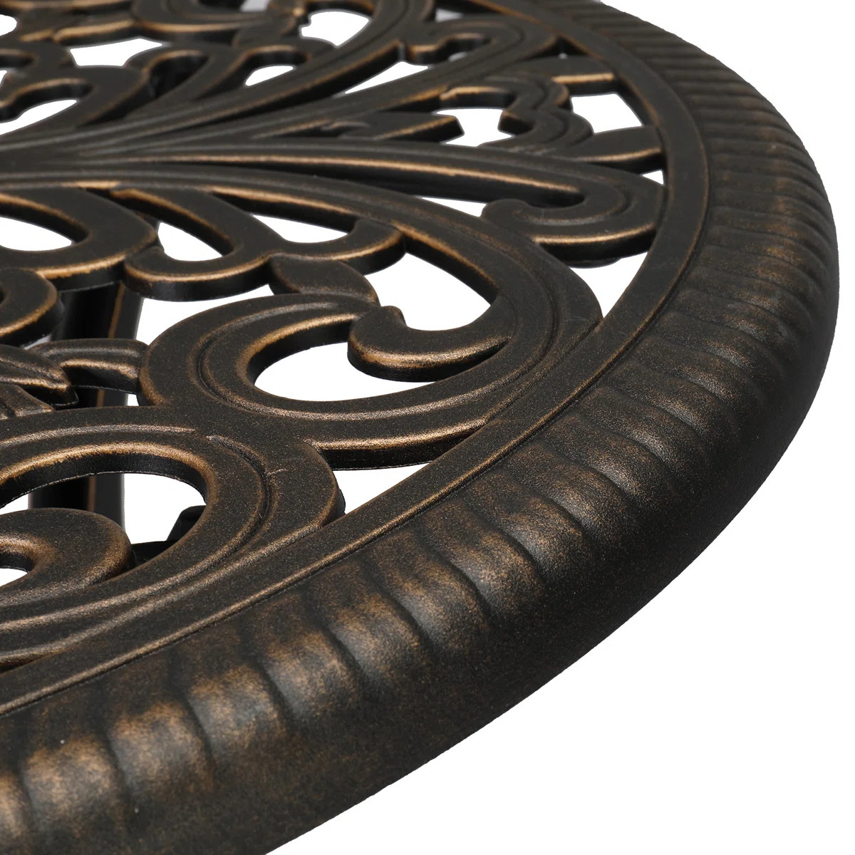 Reinna Round Metal Outdoor Side Table With Umbrella Hole , 23.6'' in. W 23.6'' in. D | Wayfair North America