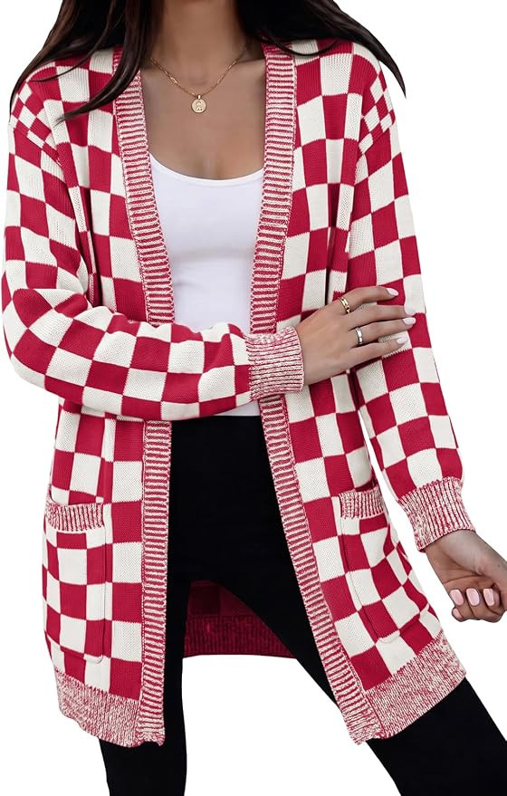 Astylish Women 2026 Fall Outfits Checkered Cardigan Sweaters | Fashion Clothing, Oversized, Chunk... | Amazon (US)