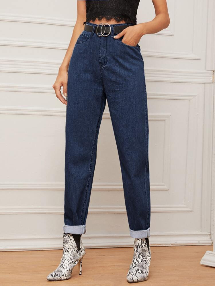 High-Waisted Mom Jeans Without Belt | SHEIN