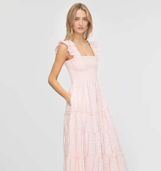 The Ellie Nap Dress - Pink Broderie Voile | Hill House Home US