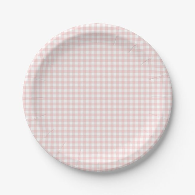 Pink Gingham Spring Birthday Party Paper Plates | Zazzle | Zazzle