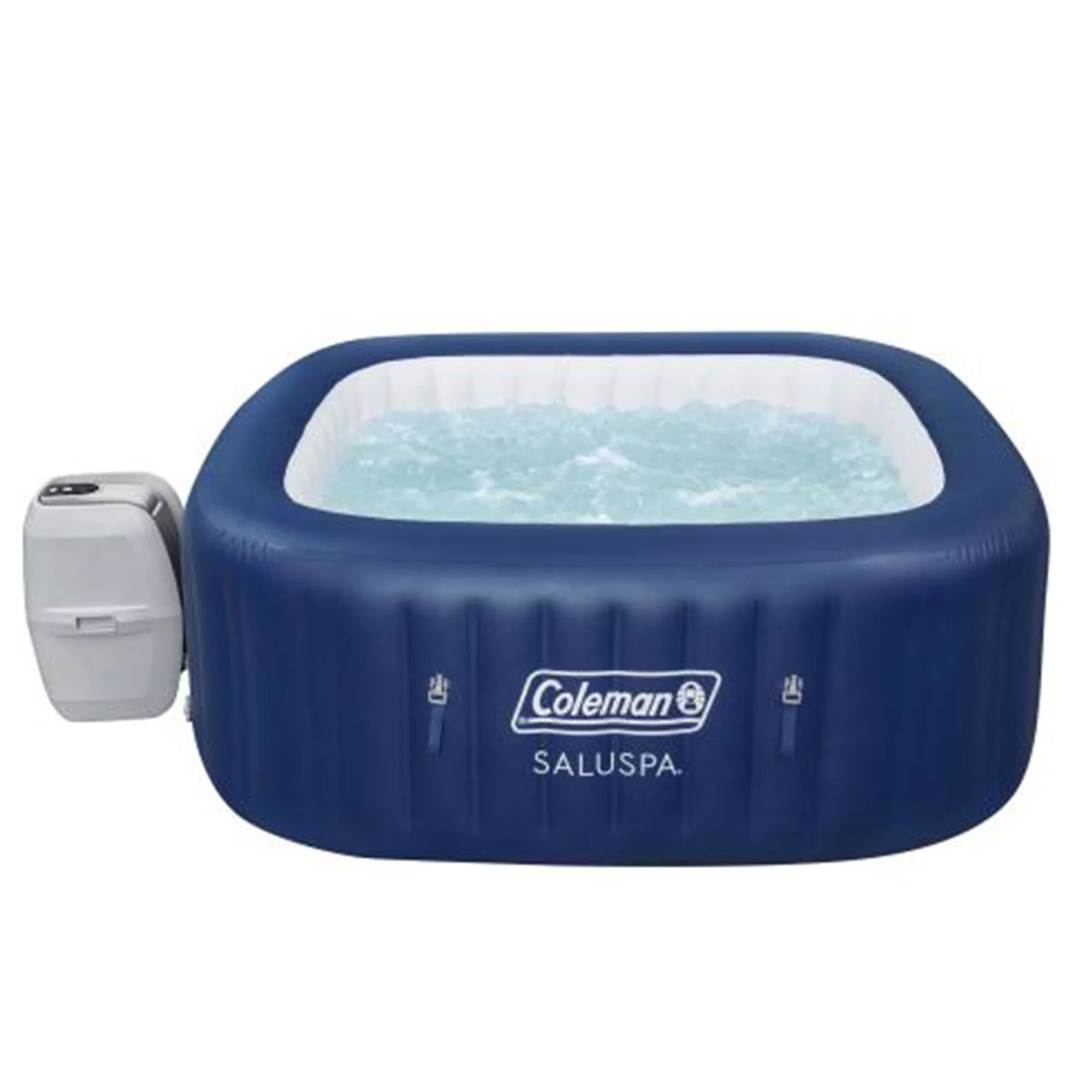 Coleman Atlantis SaluSpa 140 AirJet Square 4-6 Person Inflatable Hot Tub Spa with Cover, Blue | Walmart (US)