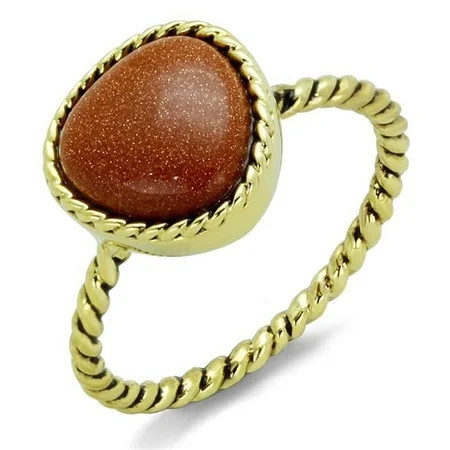 Women Gold Brass Ring with Synthetic in Brown - Size 7 | Walmart (US)