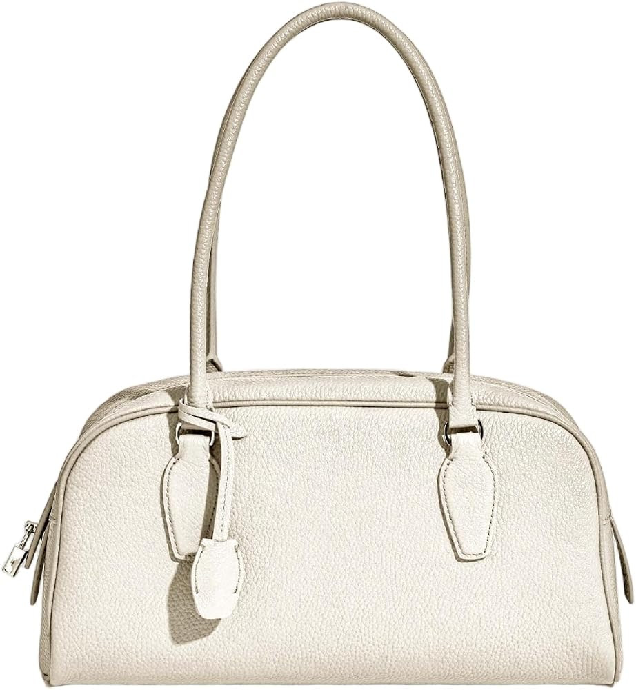 HJDMO Genuine Leather Bowling Bag, Medium Shoulder Tote, Women Commuter Handbag | Amazon (UK)