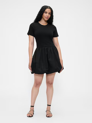 Modern Mixed Media Bubble Mini Dress | Gap (US)