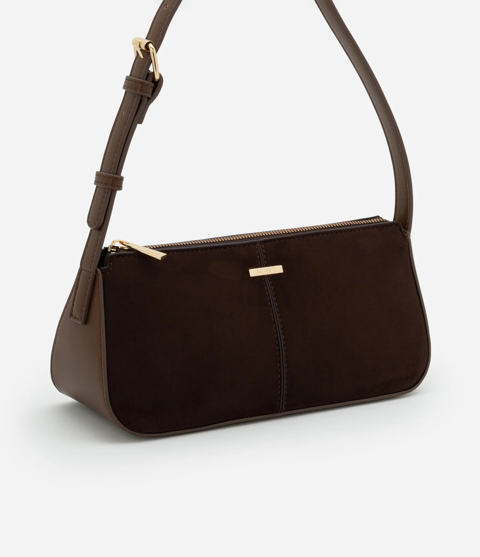 Bolsa Baguete Pequena com Recortes e Efeito Suede Marrom - Lojas Renner | Renner (BR)