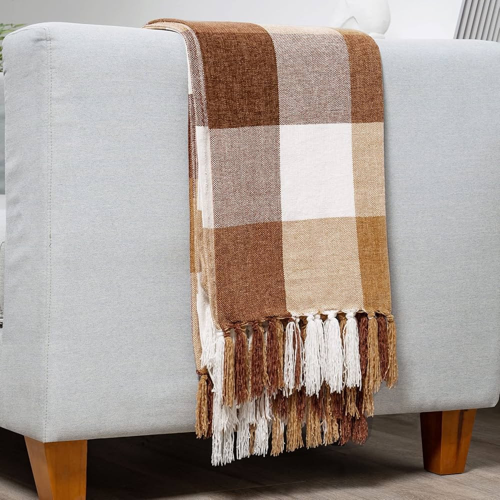 RECYCO Buffalo Paid Chenille Throw Blanket for Couch, Soft Cozy Decorative Buffalo Check Blanket ... | Amazon (US)