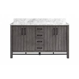 Home Decorators Collection Stanbury 60 in. W x 22 in. D Double Vanity in Cashmere with Carrara Ma... | The Home Depot