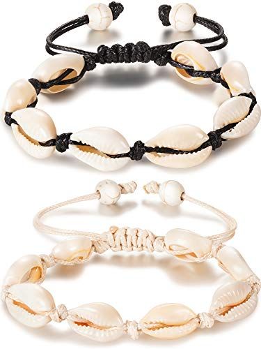 2 Pieces Natural Shell Anklet Bracelet Handmade Beach Foot Jewelry Adjustable Boho Beaded Anklet ... | Amazon (US)