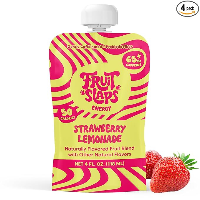Fruit Slaps Caffeinated Fruit Blend – Strawberry Lemonade, Natural Caffeine, Real Fruit, Prebio... | Amazon (US)