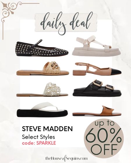 Steve Madden UP TO 60% OFF select styles with code SPARKLE
