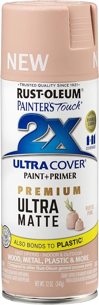 Rust-Oleum 355035 Painter's Touch 2X Ultra Cover Spray Paint, 12 oz, Ultra Matte Rustic Pink | Amazon (US)