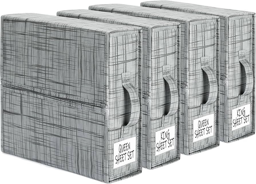 Amazon.com: SUOCO SheetCube Bed Sheet Set Organizer 4 Pack, Foldable Storage Box for Duvet Cover ... | Amazon (US)