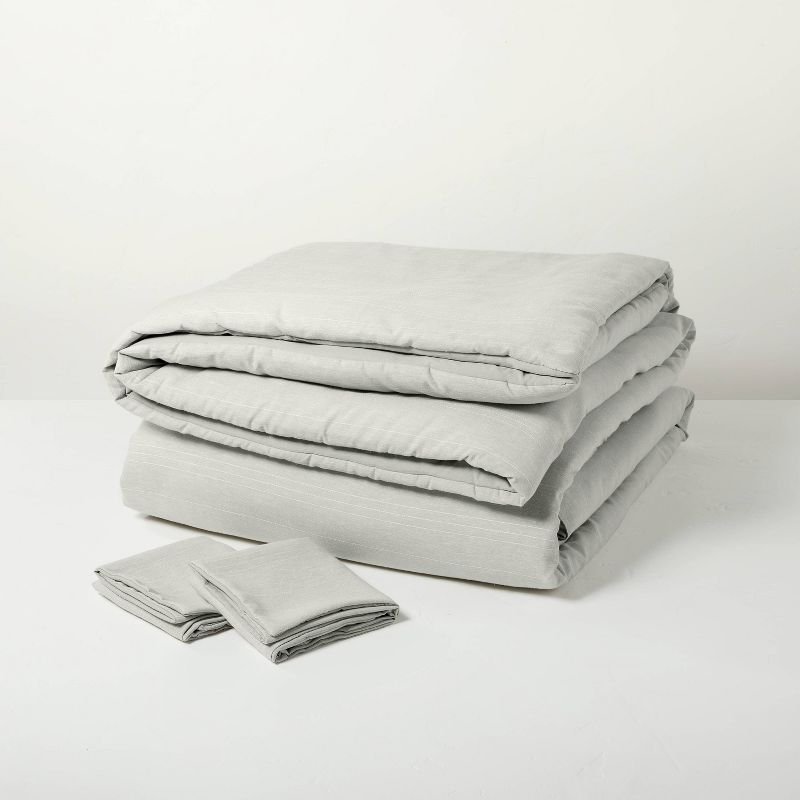 Heathered Stripe Comforter & Sham Set Jet Gray/Sour Cream - Hearth & Hand™ with Magnolia | Target