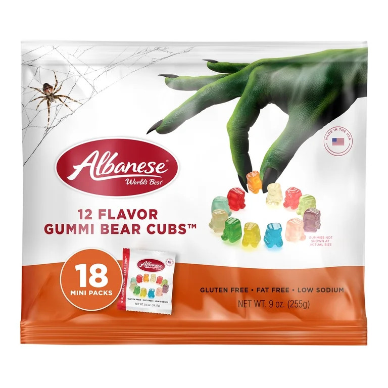 Albanese Halloween World's Best 12 Flavor Gummi Bear Cubs, 9 oz,18 Mini Packs, Gluten Free | Walmart (US)