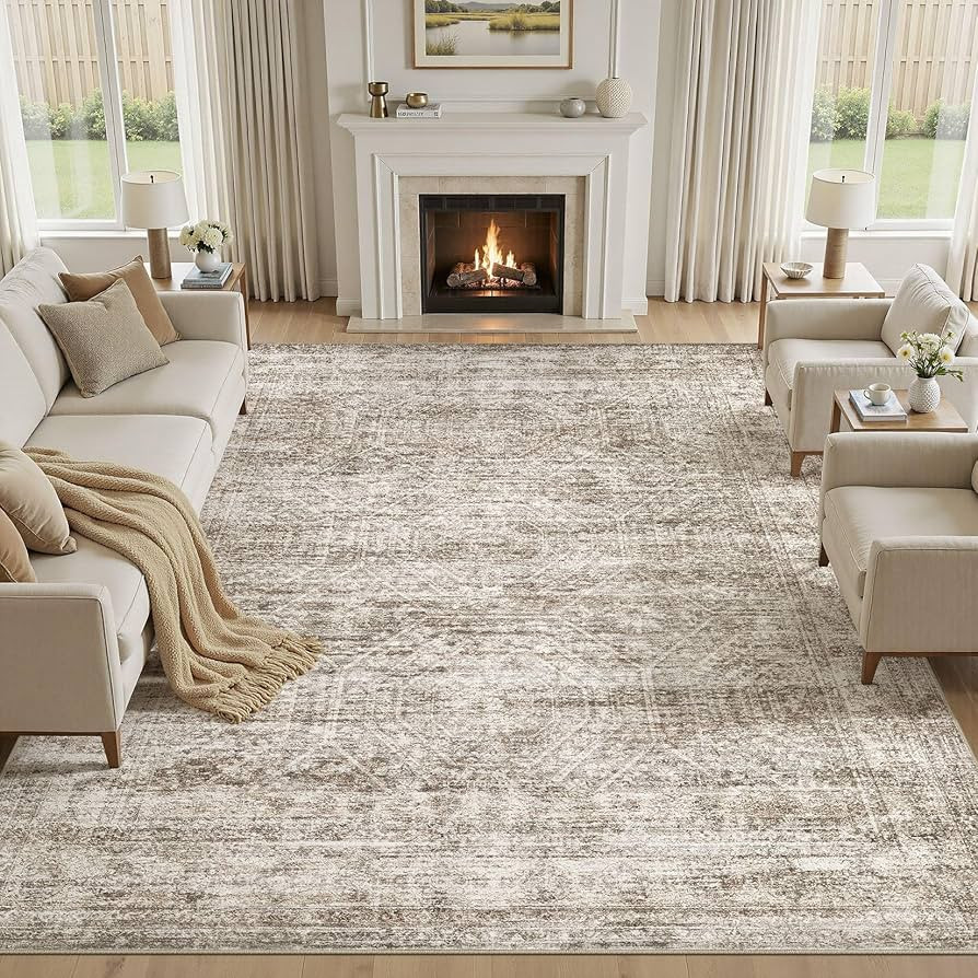 Large Area Rugs for Living Room 10x12, Machine Washable Rugs with Non Slip Backing Modern Neutral... | Amazon (US)
