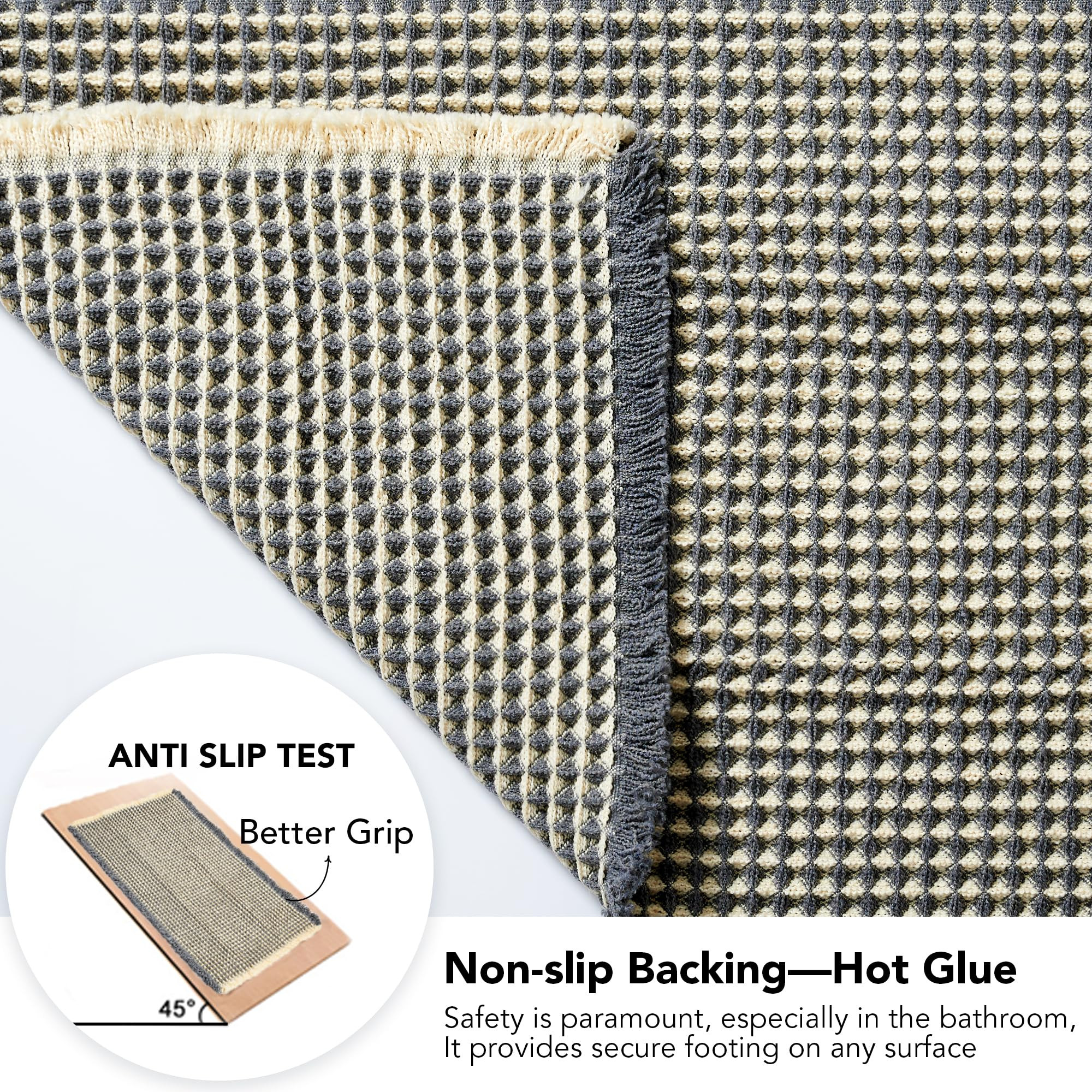 Deconovo Waffle Bath Mat – Ultra Absorbent, Non-Slip, Quick-Dry, Machine Washable, Stylish & Du... | Amazon (US)