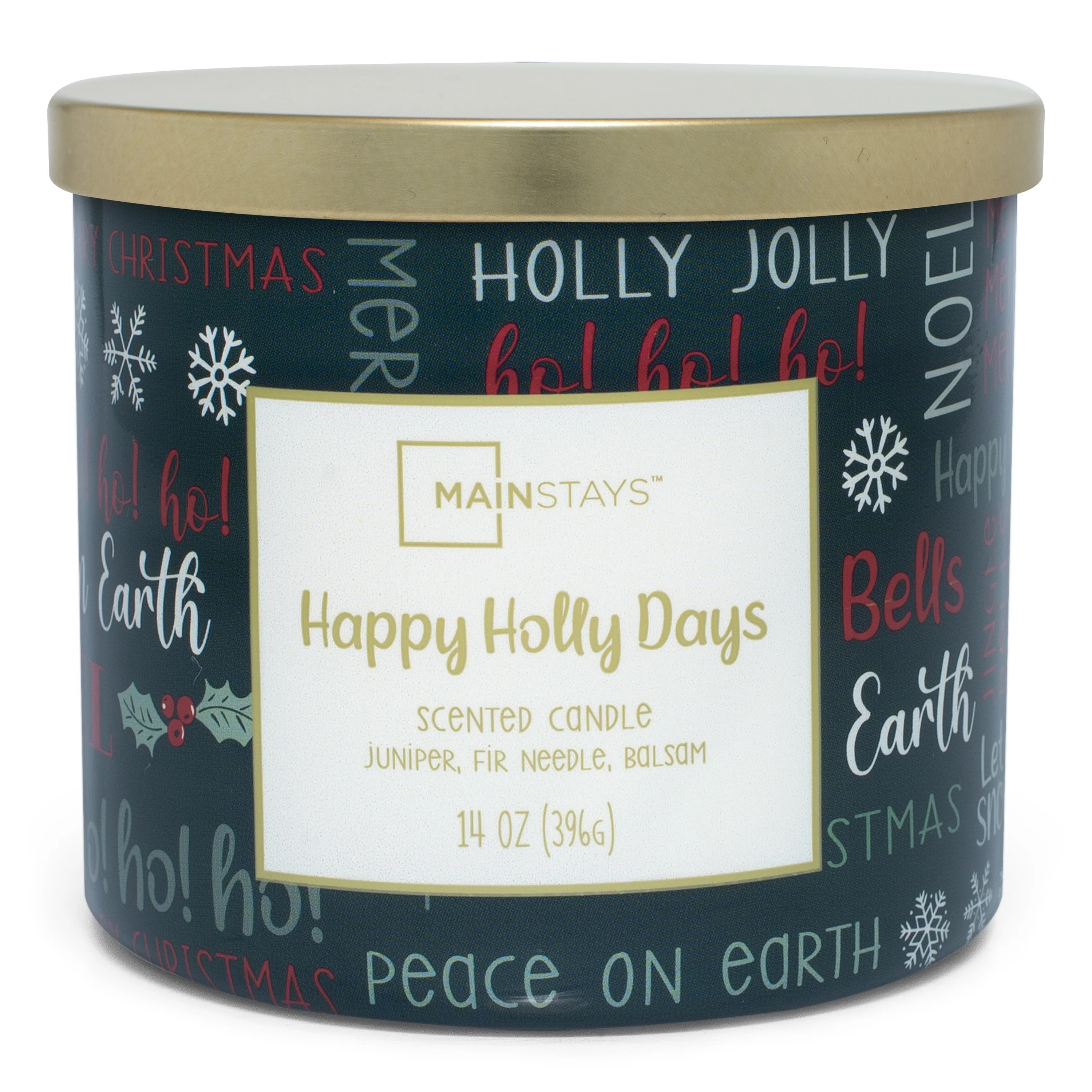 Mainstays 14oz 3-Wick Jar Candle, Happy Holly Days | Walmart (US)
