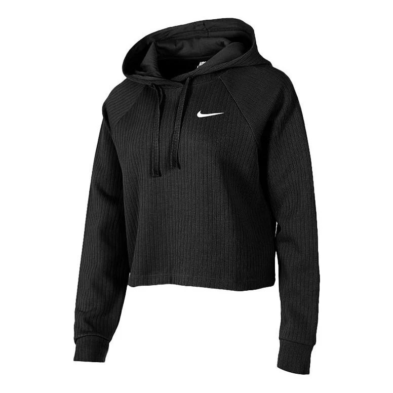 (WMNS) Nike Sportswear Cropped Hoodie 'Black White' | KICKS CREW