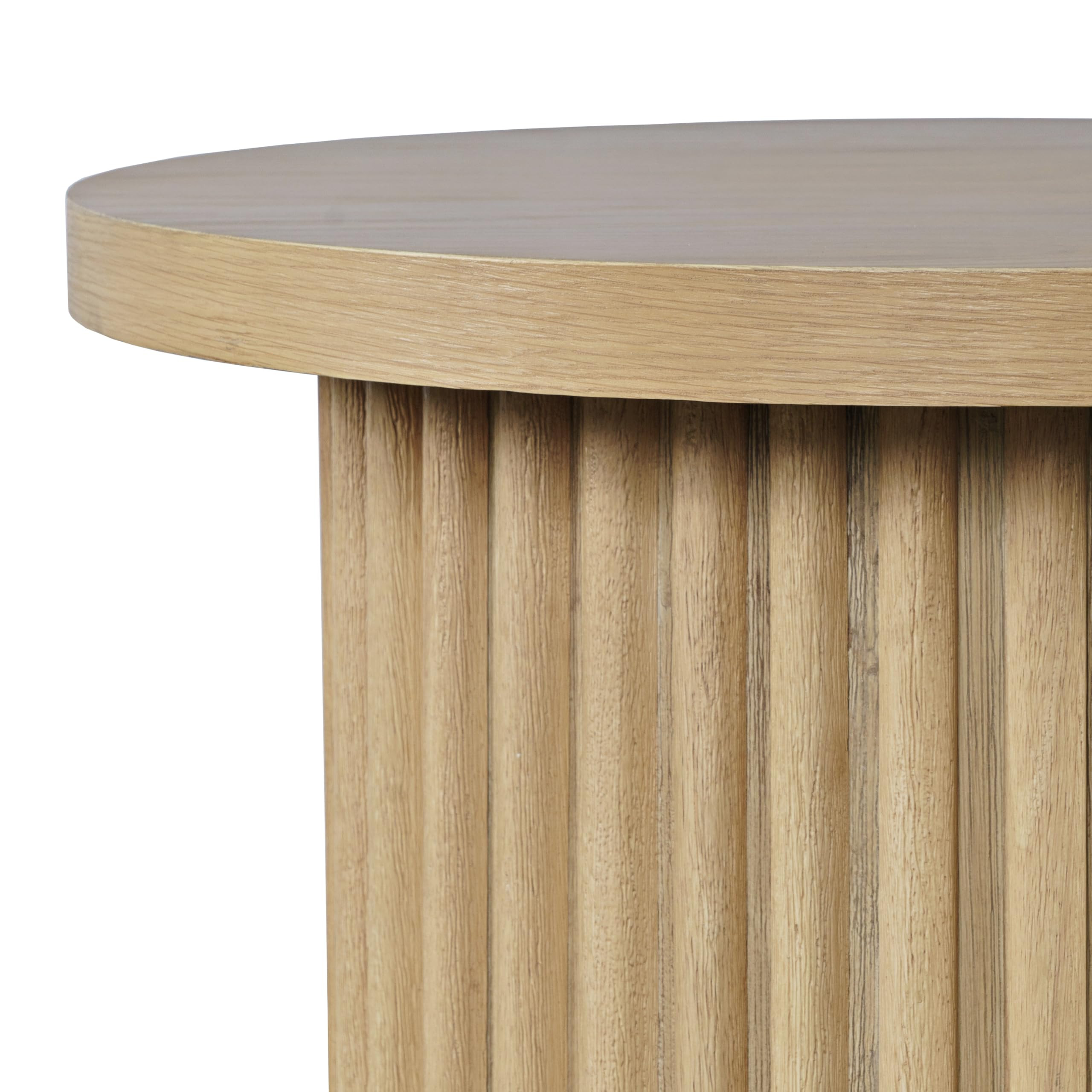 Jofran Auden 24" Round Mid-Century Modern Fluted Pedestal Base End Table,Natural | Amazon (US)