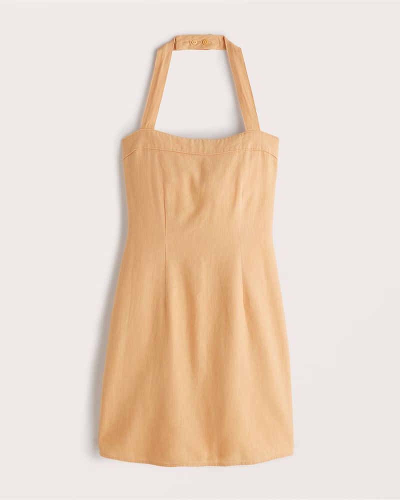 Women's Halter Linen-Blend Mini Dress | Women's Dresses & Jumpsuits | Abercrombie.com | Abercrombie & Fitch (US)