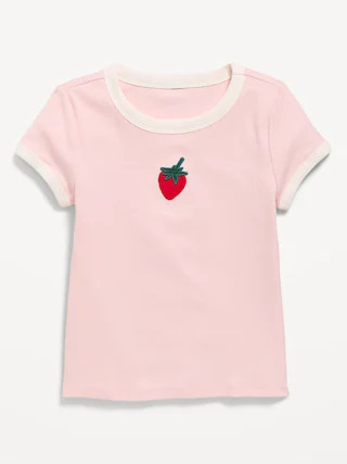 Fitted Short-Sleeve Ribbed Graphic Ringer T-Shirt for Girls | Old Navy (CA)