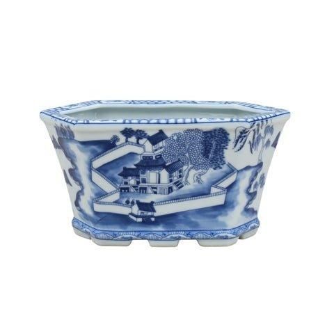 Blue and White Porcelain Hexagonal Cachepot | The Well Appointed House, LLC