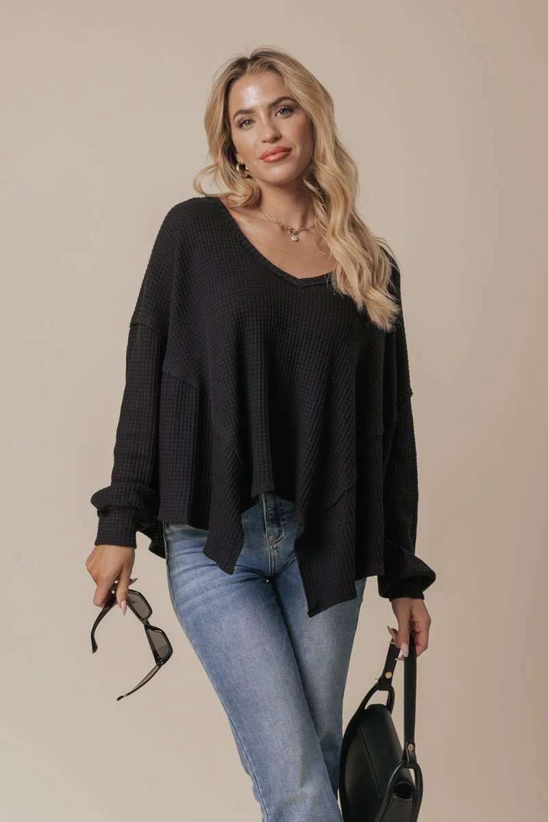 Waffle Knit V Neck Tunic - FINAL SALE | Magnolia Boutique