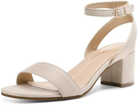 DREAM PAIRS Women's Open Toe Ankle Strap Low Block Chunky Heels Sandals Party Dress Pumps Shoes | Amazon (US)
