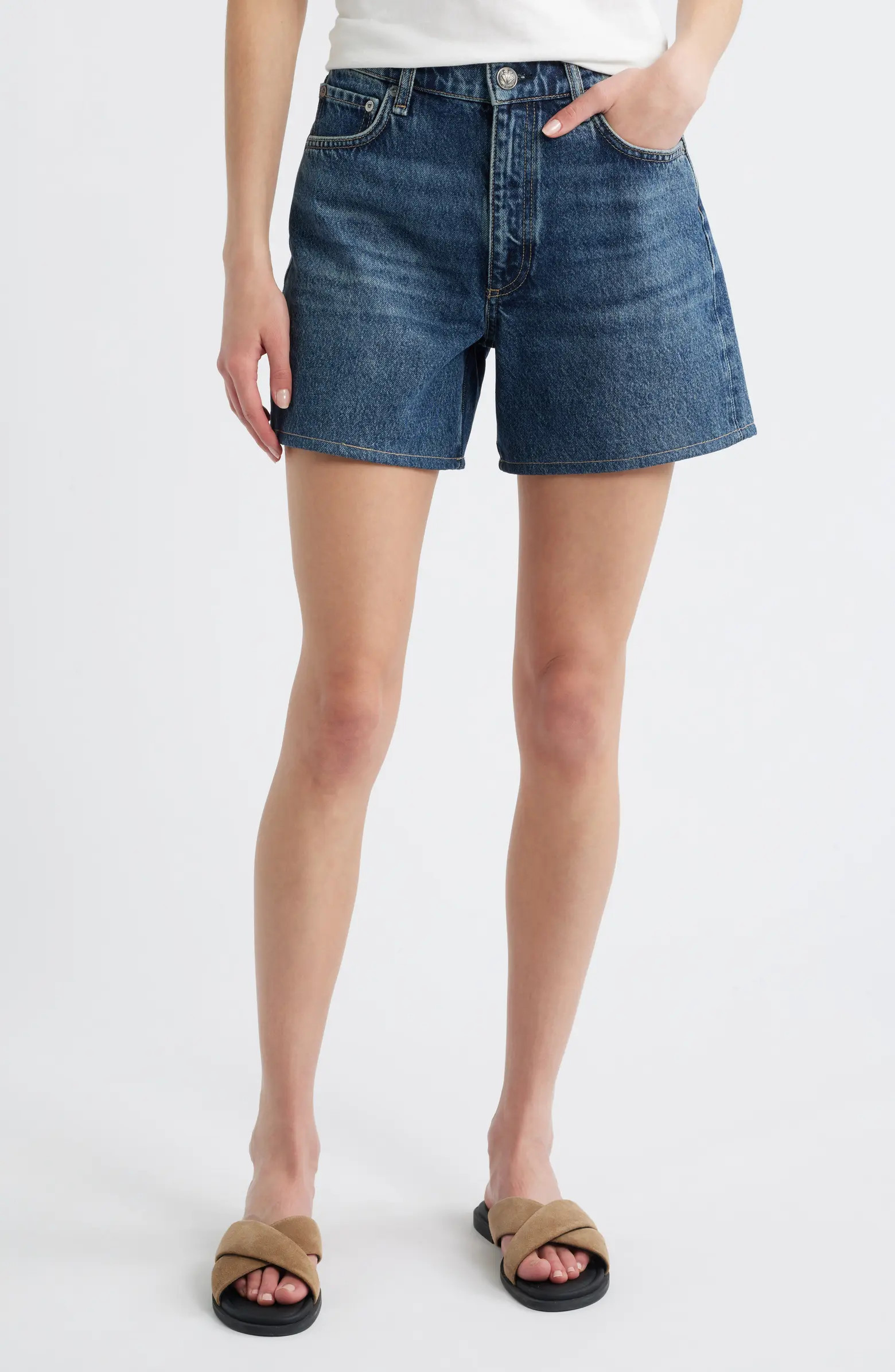 Kaia High Waist Relaxed Fit Denim Shorts | Nordstrom
