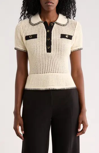 Adrianna Papell Open Stitch Polo Sweater | Nordstromrack | Nordstrom Rack