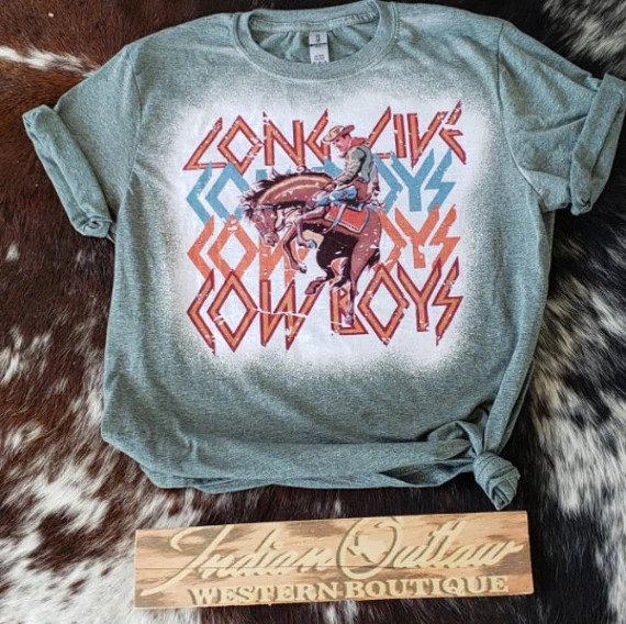 Bleached LONG LIVE COWBOYS Graphic T-Shirt | Etsy (US)