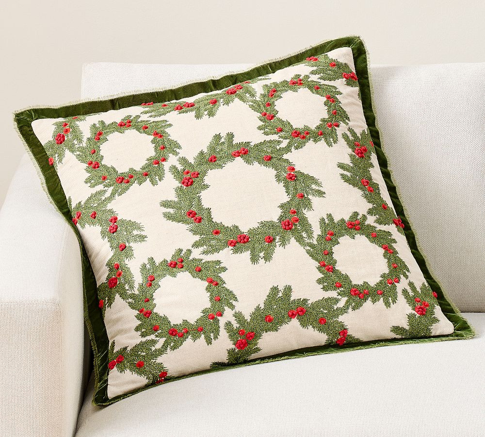 Wreath with Velvet Flange Pillow | Pottery Barn (US)