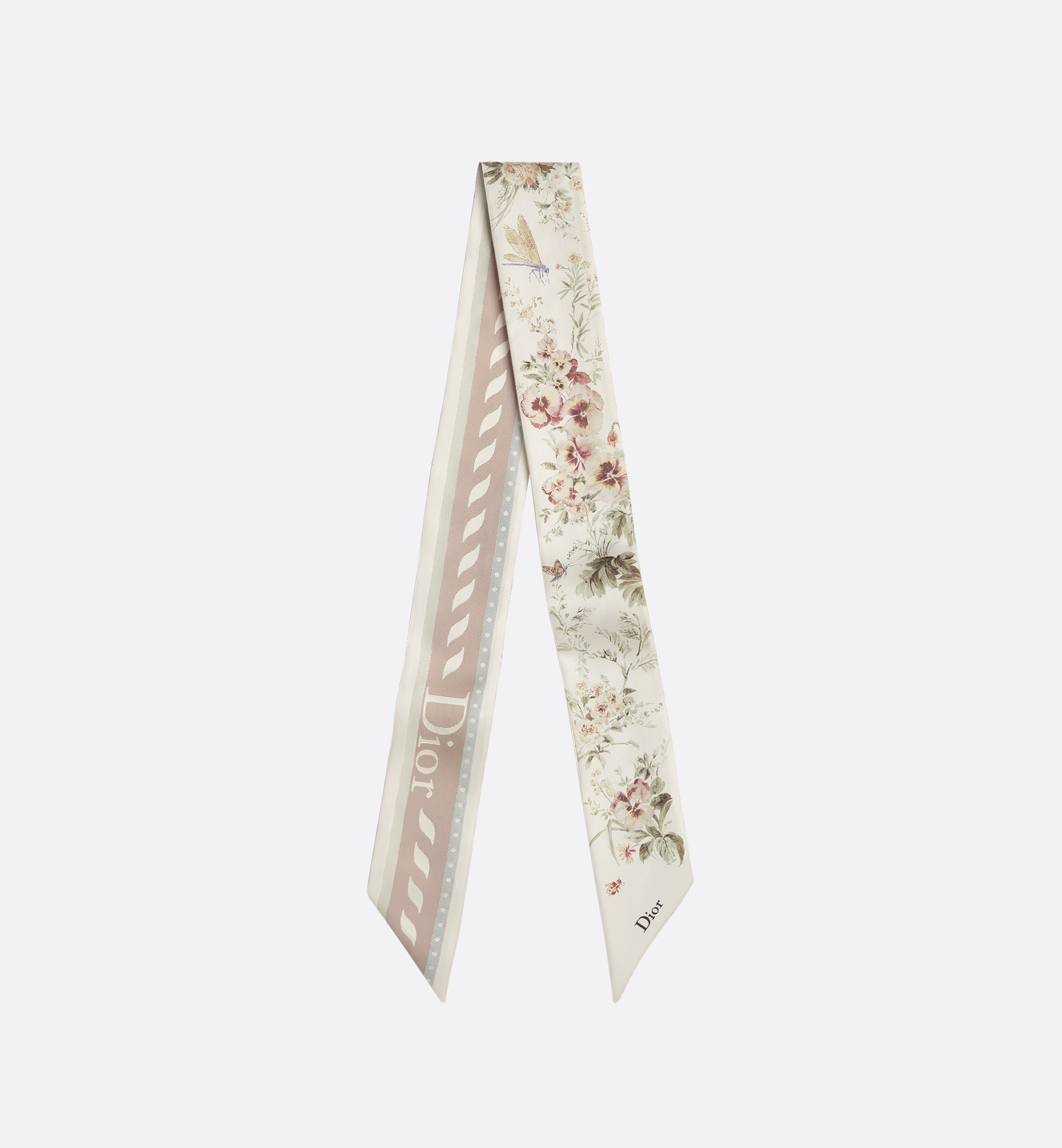 Dioriviera Toile de Jouy Floral Garden Mitzah Scarf Ivory Multicolor Silk Twill | DIOR | Christian Dior Parfums UK